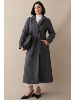 Astarlı Kaşe Kruvaze Antrasit Kaban