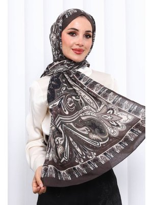 Kahverengi Desenli Kraş Şal