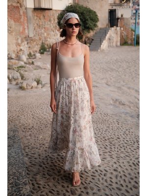 Uzun Büzgülü Şifon Etek Garden