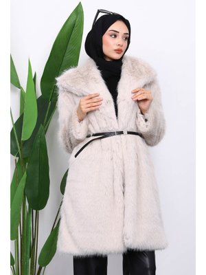 Taş Kemerli Astarlı Kürk Kaban