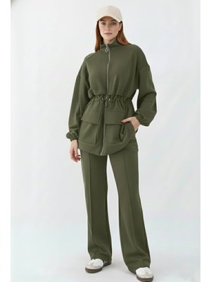 Haki Belden Büzgülü Scuba Takım