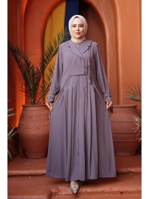 Fermuarlı Koyu Vizon Ferace 26431kv