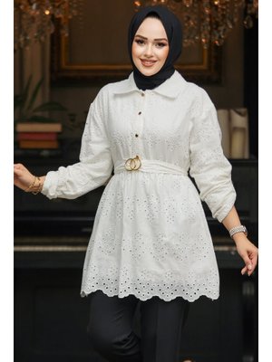 Güpürlü Beyaz Tunik 14252b