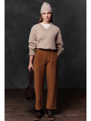 Kiremit Fitilli Kadife Baggy Pantolon