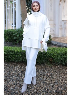 Ekru Cepli Tunik Pantolonlu Scuba Takım
