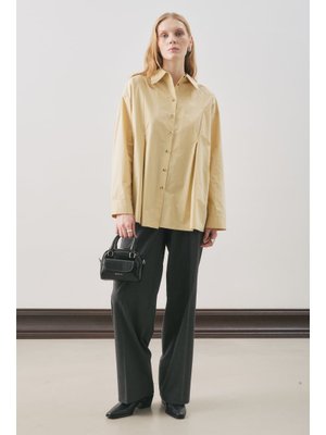 Sarı Parçalı Tasarım Gömlek Soft