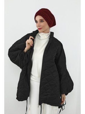 98tk Bordo Pileli Kışlık Tüylü Kaşe Bone,b