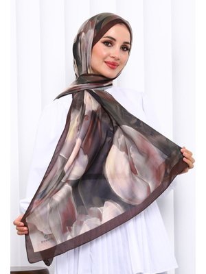 Kahverengi Desenli Soft Dijital Şal