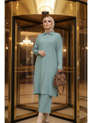 Yakalı Mint Triko İkili Takım 34181mınt