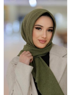 Haki Kapüşonlu Çıtçıtlı Şal