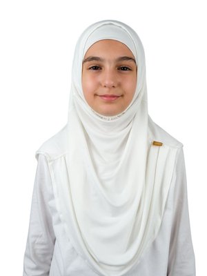 Pratik Hazır Geçmeli Boneli Çocuk Şal Beyaz