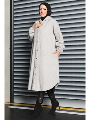 Grı Gri Düğmeli Bileği Lastikli Kaşe