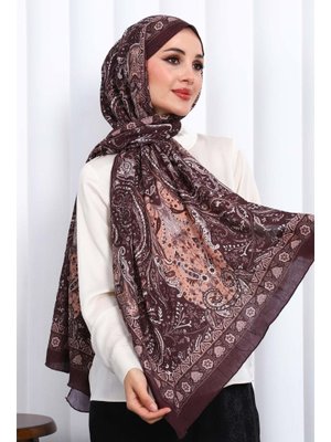 Kahverengi Desenli Kraş Şal