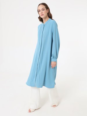 Nil Yeşili Önü Nervür Detaylı Aerobin Uzun Tunik