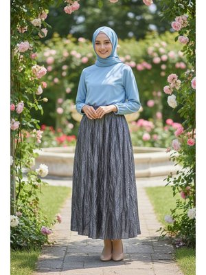 Buruşuk Gri Etek 9227gr