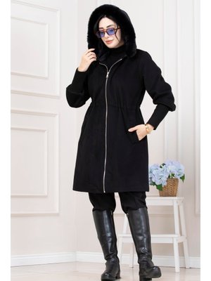 Siyah Beli İçten Tünelli Kapüşonlu Kap