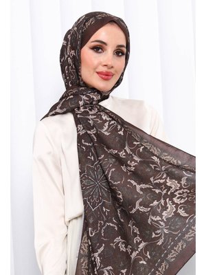 Kahverengi Desenli Soft Dijital Şal