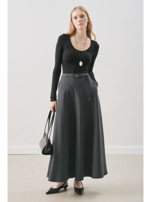 Antrasit Kemer Detaylı Kloş Etek