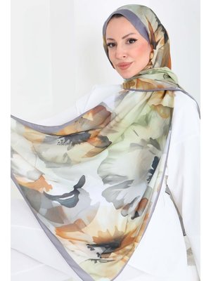 Haki Hakı Pastel Flora Serisi Pamuk Şal