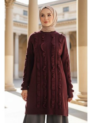 Koyu Bordo Triko Kazak Tunik 87703kbr