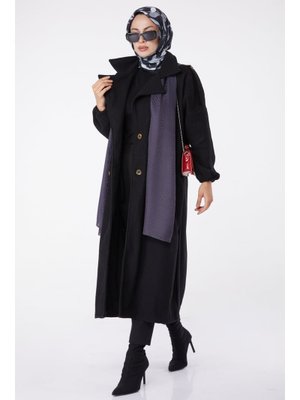 Siyah Sıyah Kaşe Kaban