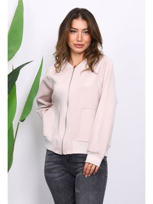 Taş Fermuarlı Scuba Kısa Ceket