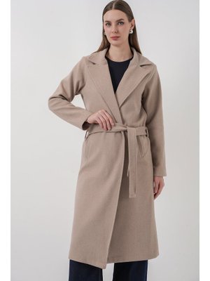 A.bej Kruvaze Yaka Kaşe Kaban