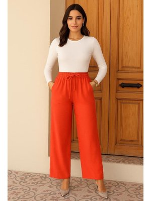 Simli Açık Kırmızı Pantolon 18193ak