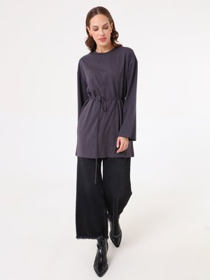 Antrasit Belden Bağlamalı Modern Kesim Tunik