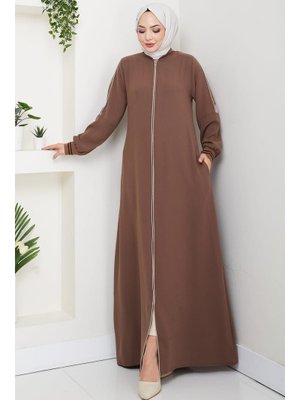 Kahverengi Biye Detaylı Ferace