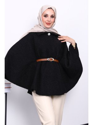 Siyah Kemerli Kaşe Panço