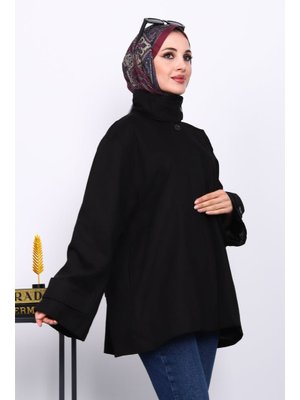 Siyah Düğmeli Astarlı Gabardin Ceket