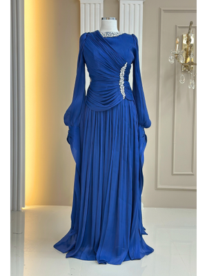 Lacivert Bade Abiye Elbise