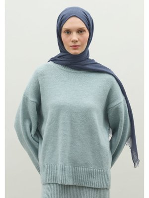 İndigo Kaşmir Dokulu Şal