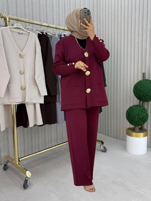 Bordo Pantolon Takım