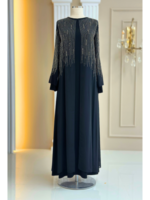 Siyah Deren Abiye Elbise