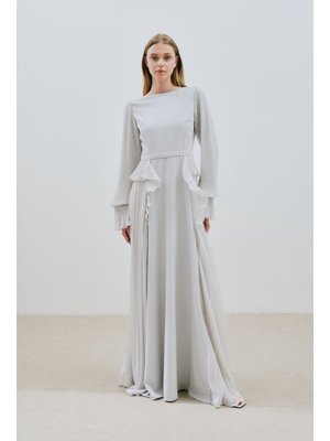 Katlı Piliseli Elbise Taş