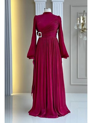 Bordo Hira Abiye Elbise
