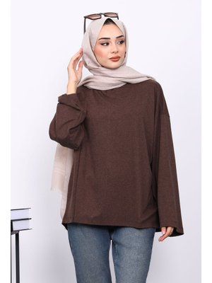 Kahverengi Yarım Balıkçı Yaka Bluz