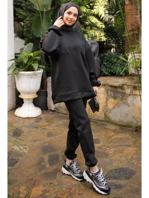 Siyah Armalı Tunik Pantolonlu Takım