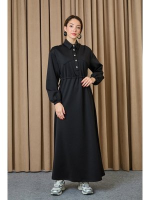 12655elb Beli Tünelli Çıtçıt Detaylı Elbise