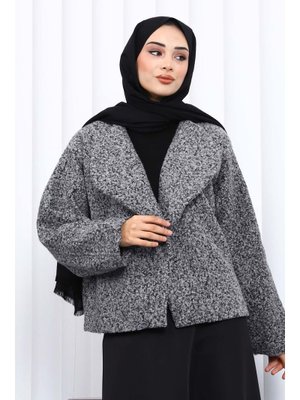 Antrasit Geniş Yaka Kısa Kaşe Ceket