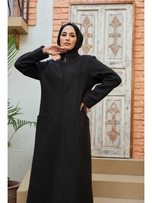 Koyu Haki Kaşe Pardesü