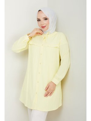 Yaka Detaylı Fırfırlı Robalı Gömlek