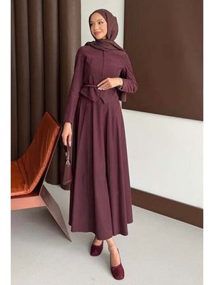 Bordo Minimal Kemerli Etekli Takım