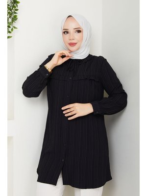 Yaka Detaylı Fırfırlı Robalı Gömlek