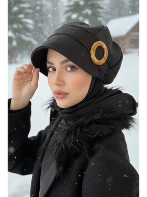 Siyah Gold Tokalı Şapka