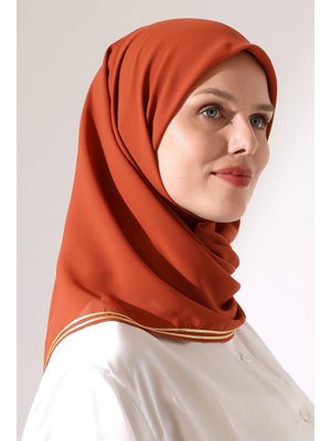 Kiremit Biyeli Bürümcük Düz Şifon Eşarp