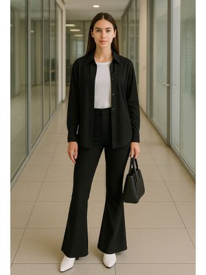 İspanyol Paça Siyah Pantolon 1073s