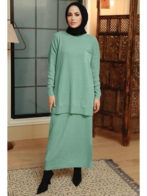 Etekli Mint Triko İkili Takım 34021mınt